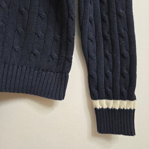 Chaps Women Preppy Classic Academia Tennis Ivy League Cable Knit VNeck Sweater M - Picture 4 of 11